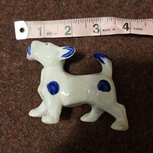 Vintage Porcelain Scottish Terrier Figurine In Blue And White Unbranded